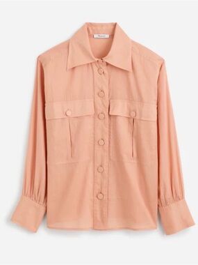 Madewell Utility-Pocket Button-Up Shirt Antique Coral Peach Cotton Lightweight